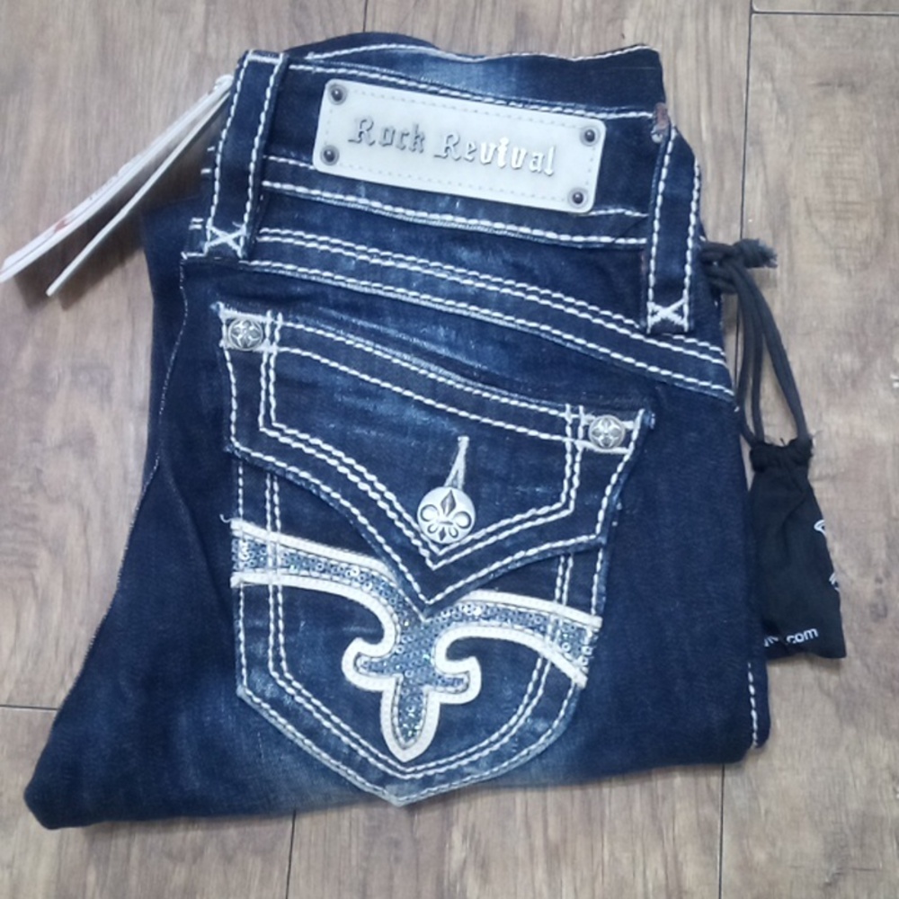 Rock Revival Women's 26 Straight Heather Embellished Shimmer NWT